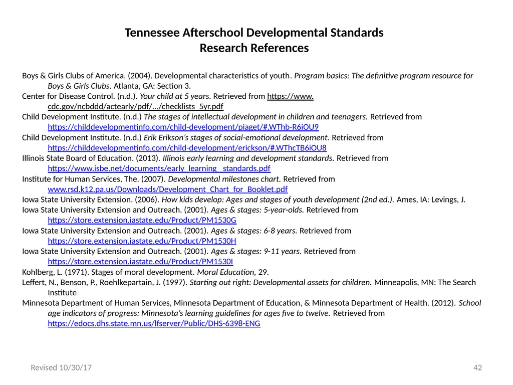 Tennessee School-Age Developmental Standards - slide 42 of 43