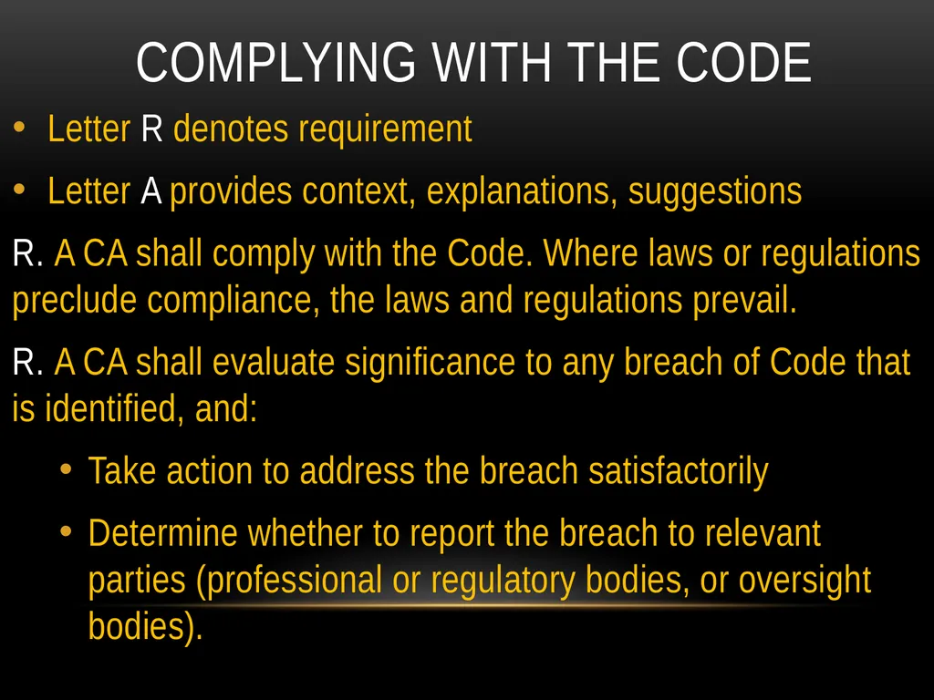 Haroon Tabraze, FCA Code of Ethics Structure of - slide 3 of 39