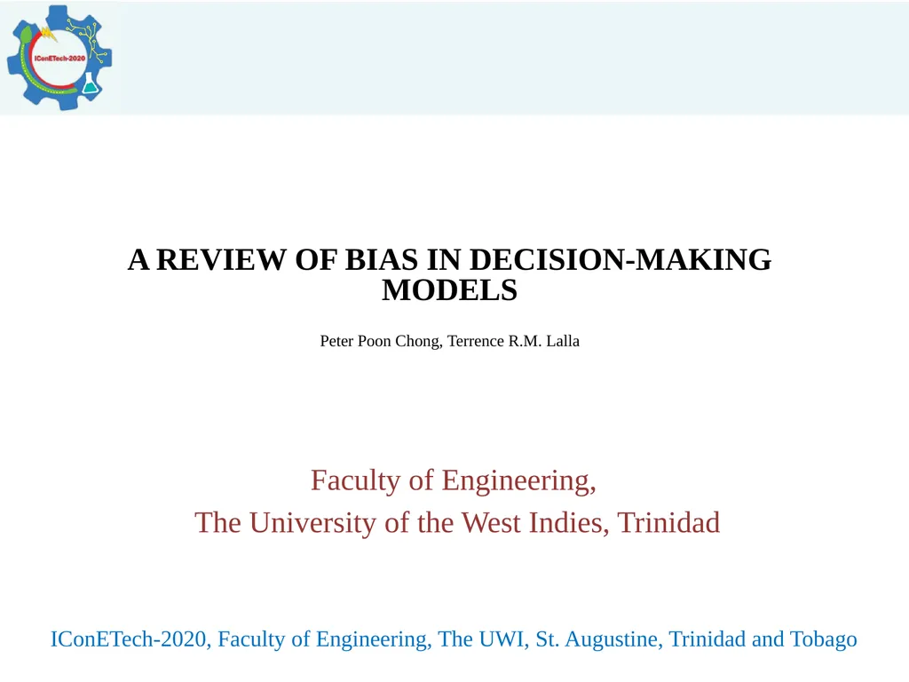 A REVIEW OF BIAS IN DECISION-MAKING MODELS Peter - slide 1 of 19