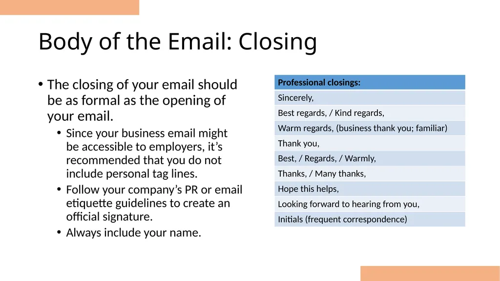 Email Etiquette for Business Tips to represent - slide 19 of 32
