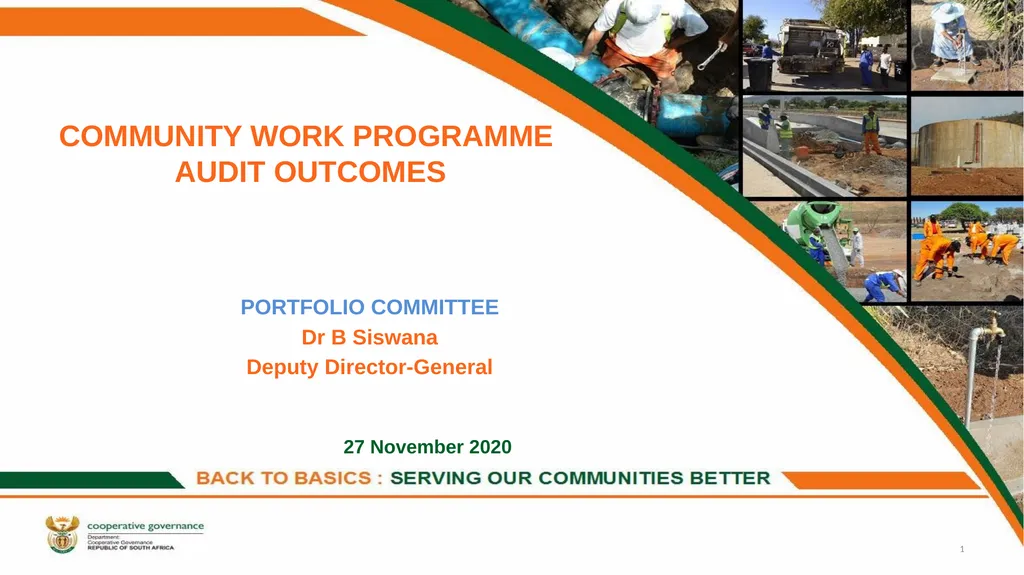 COMMUNITY WORK PROGRAMME AUDIT OUTCOMES PORTFOLIO - slide 1 of 26