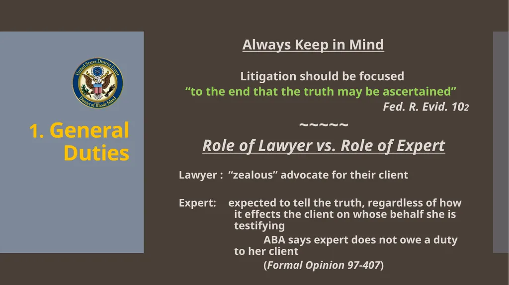 Ethical Issues with Expert Witnesses Litigation - slide 3 of 13