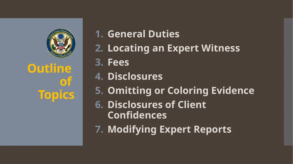 Ethical Issues with Expert Witnesses Litigation - slide 2 of 13