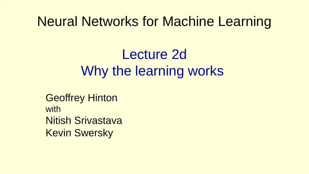 Neural Networks for Machine Learning Lecture 2a An - slide 21 of 32