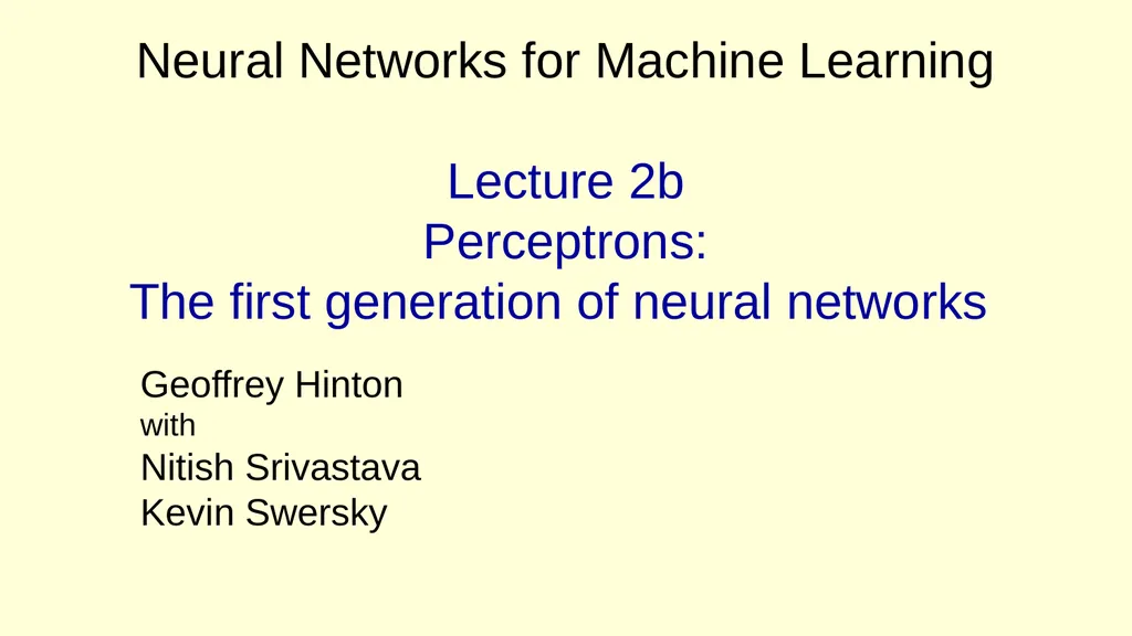 Neural Networks for Machine Learning Lecture 2a An - slide 9 of 32