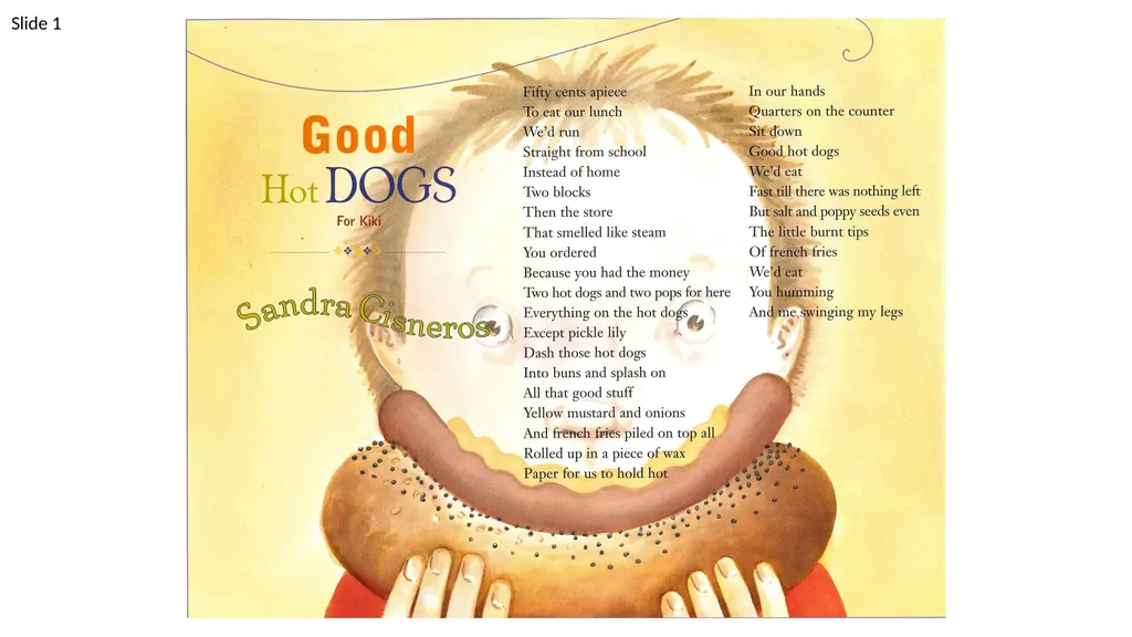 “Good Hot Dogs” by Sandra Cisneros Writing Week 1, - slide 2 of 7