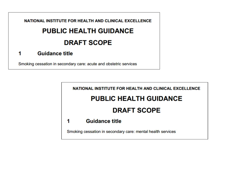 NICE PH48 guidance Smoking: acute, maternity and - slide 5 of 14