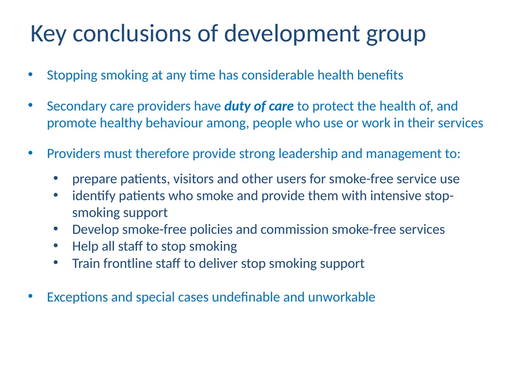NICE PH48 guidance Smoking: acute, maternity and - slide 4 of 14