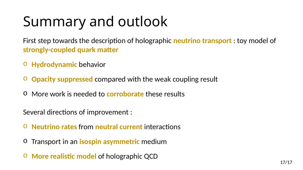 Neutrino Transport in Holography Edwan PREAU - slide 17 of 32