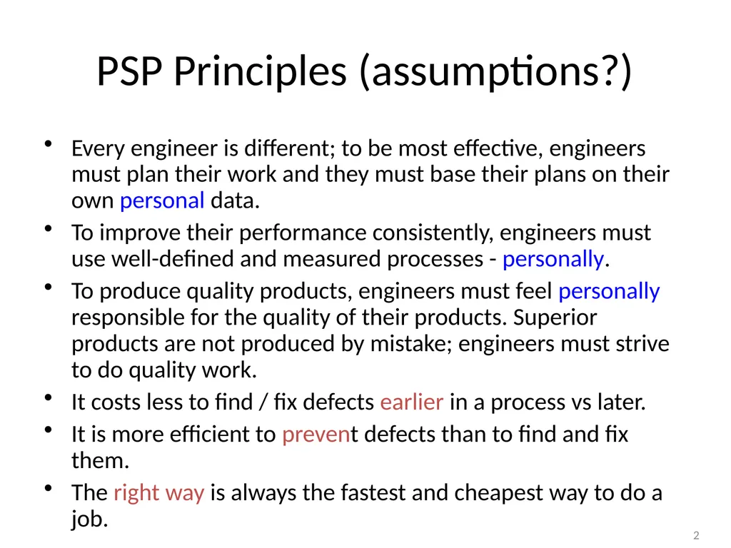 The Personal Software Process Estimation Based on - slide 2 of 18