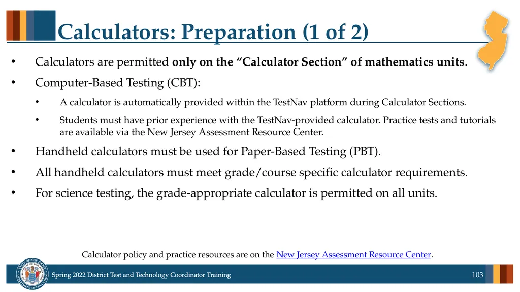 Spring 2022 District Test Coordinator and District - slide 103 of 119