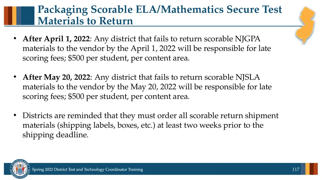 Spring 2022 District Test Coordinator and District - slide 117 of 119