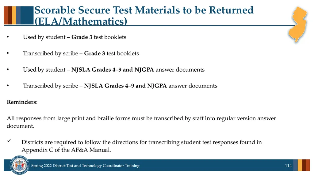 Spring 2022 District Test Coordinator and District - slide 114 of 119
