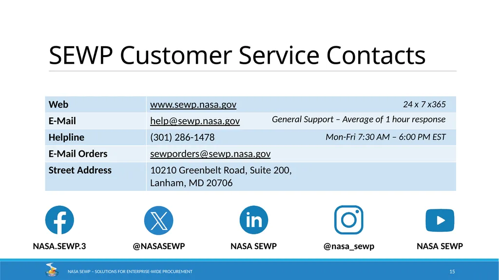 NASA SEWP Solutions for Enterprise-Wide - slide 15 of 17
