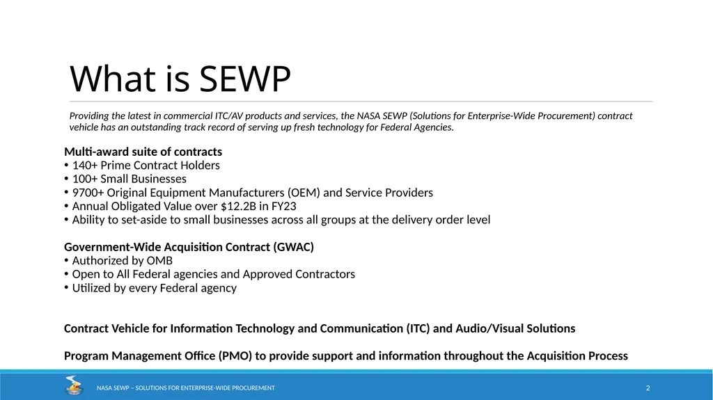 NASA SEWP Solutions for Enterprise-Wide - slide 2 of 17