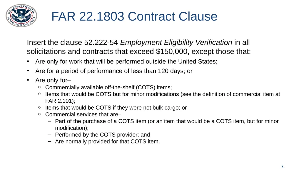 Additional Reporting Employment Eligibility - slide 2 of 6
