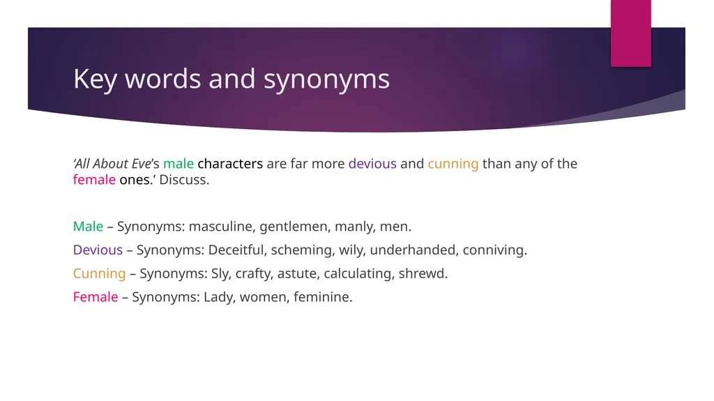 ‘All About Eve’ text response essay planning guide - slide 3 of 9