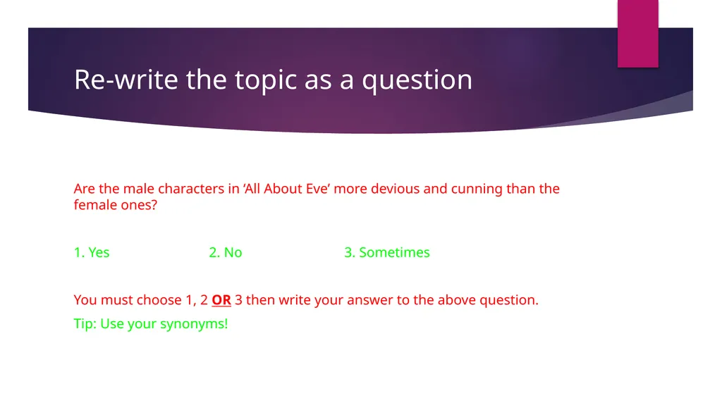 ‘All About Eve’ text response essay planning guide - slide 4 of 9