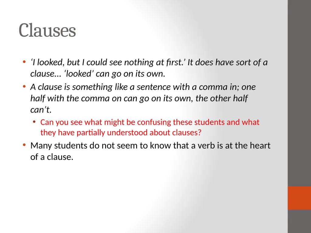 Sentence types Students’ typical confusions and - slide 5 of 9