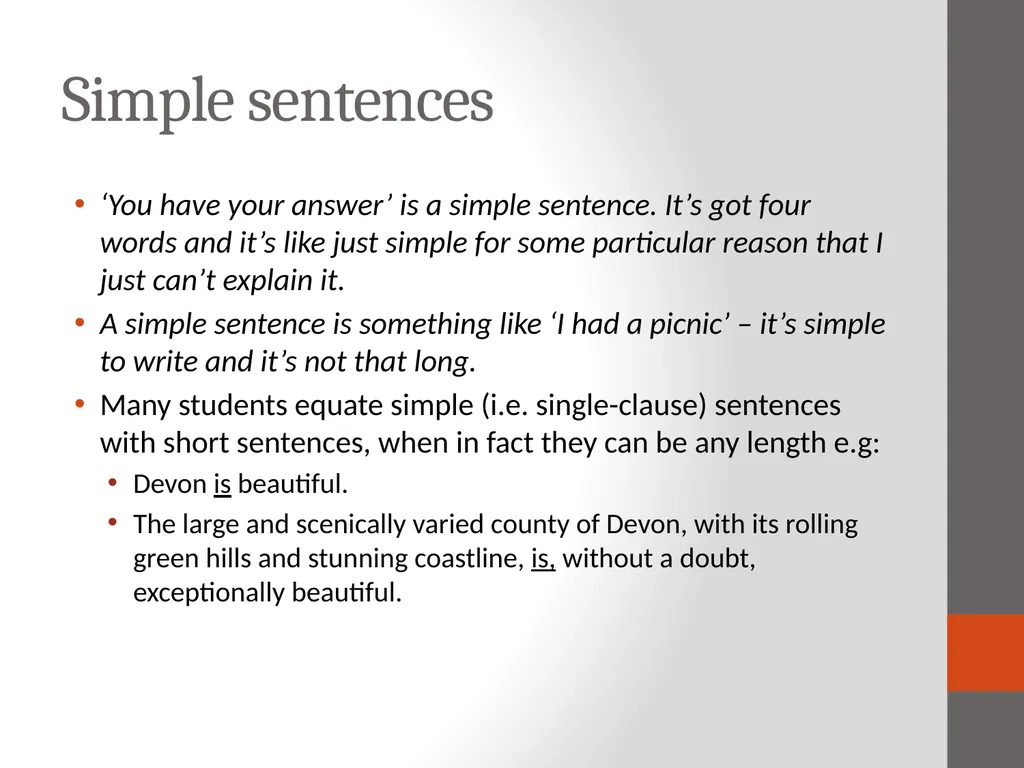 Sentence types Students’ typical confusions and - slide 3 of 9