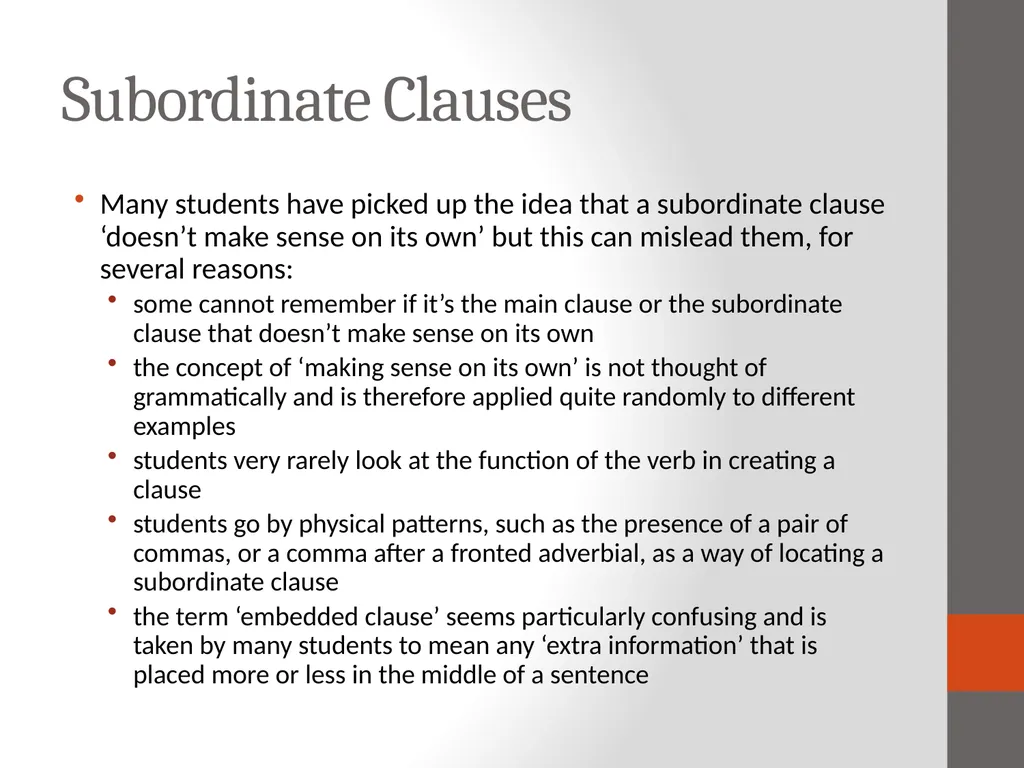 Sentence types Students’ typical confusions and - slide 7 of 9