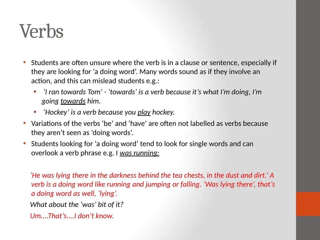 Sentence types Students’ typical confusions and - slide 6 of 9