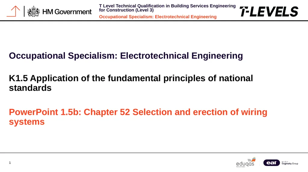 Occupational Specialism: Electrotechnical - slide 1 of 43
