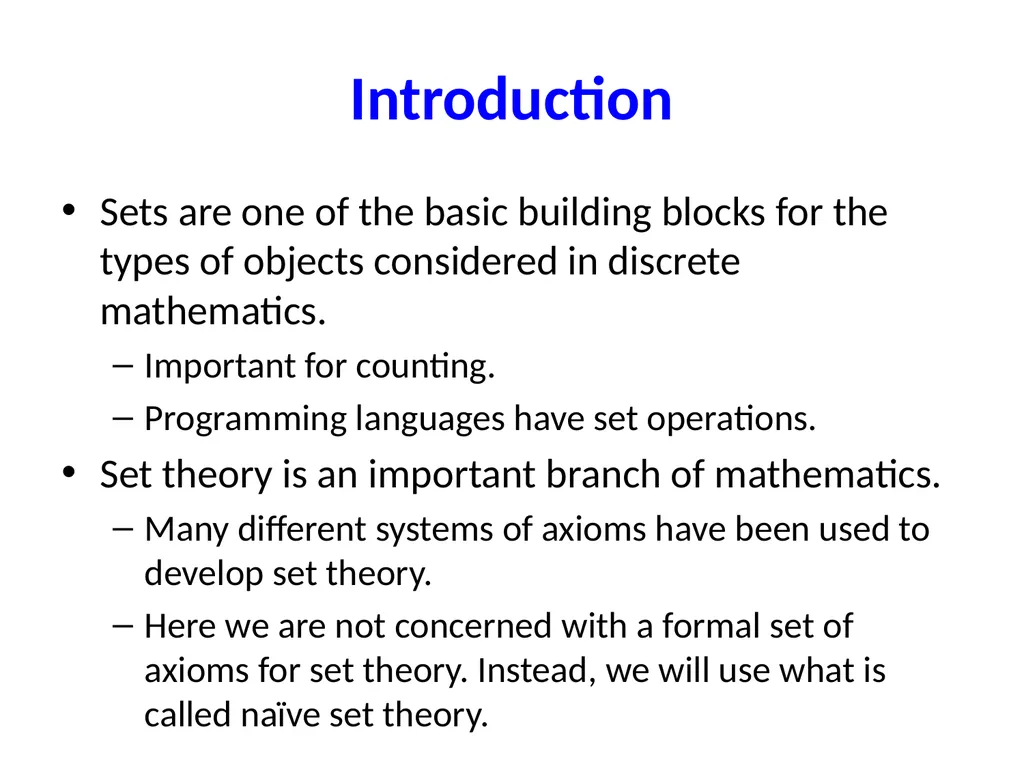 Set Theory – Part I Chapter 3.1, 3.2, 3.3 - slide 3 of 58