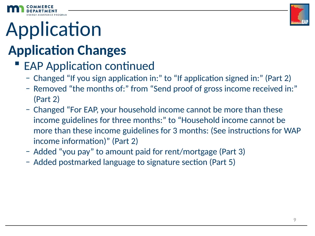 Energy Assistance Program FFY20 Annual Training - slide 9 of 58