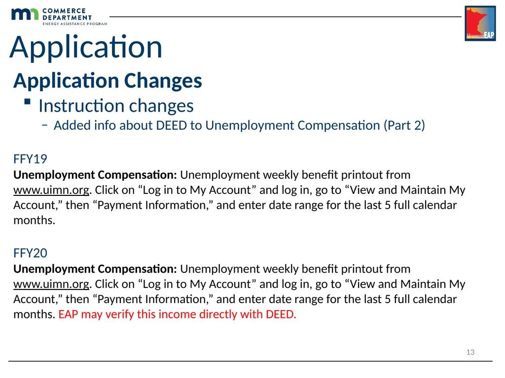 Energy Assistance Program FFY20 Annual Training - slide 13 of 58