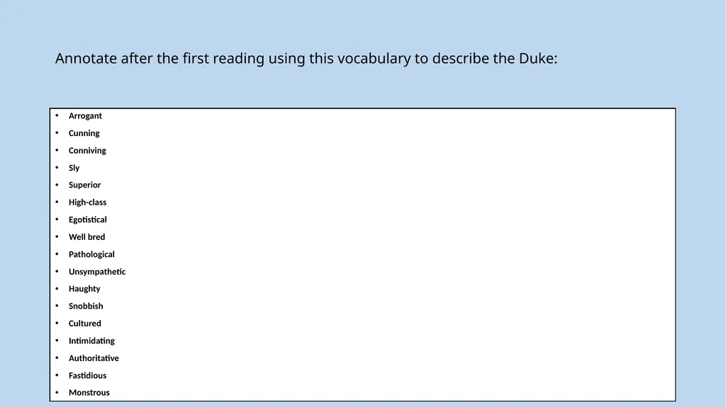 Annotate after the first reading using this - slide 1 of 4