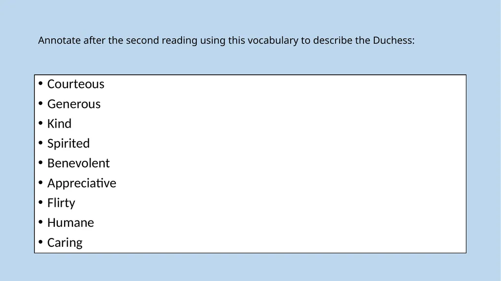 Annotate after the first reading using this - slide 2 of 4