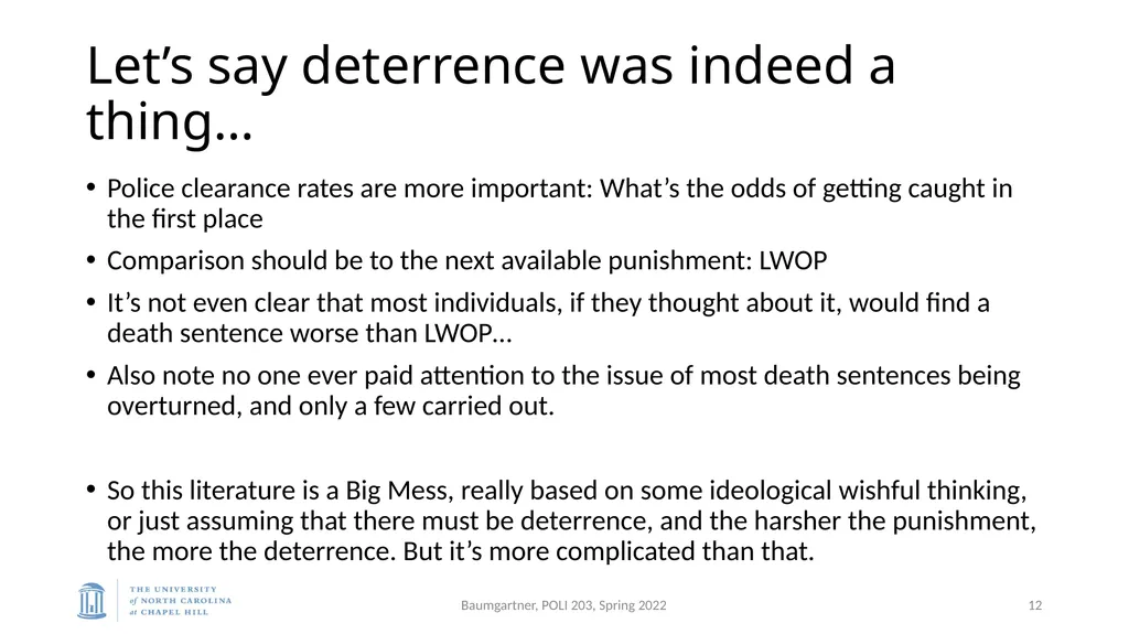 Deadly Justice, Ch 15-16 Deterrence, then - slide 12 of 27