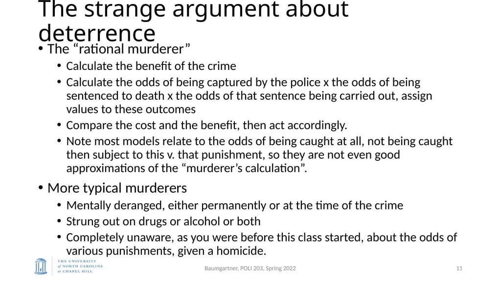 Deadly Justice, Ch 15-16 Deterrence, then - slide 11 of 27
