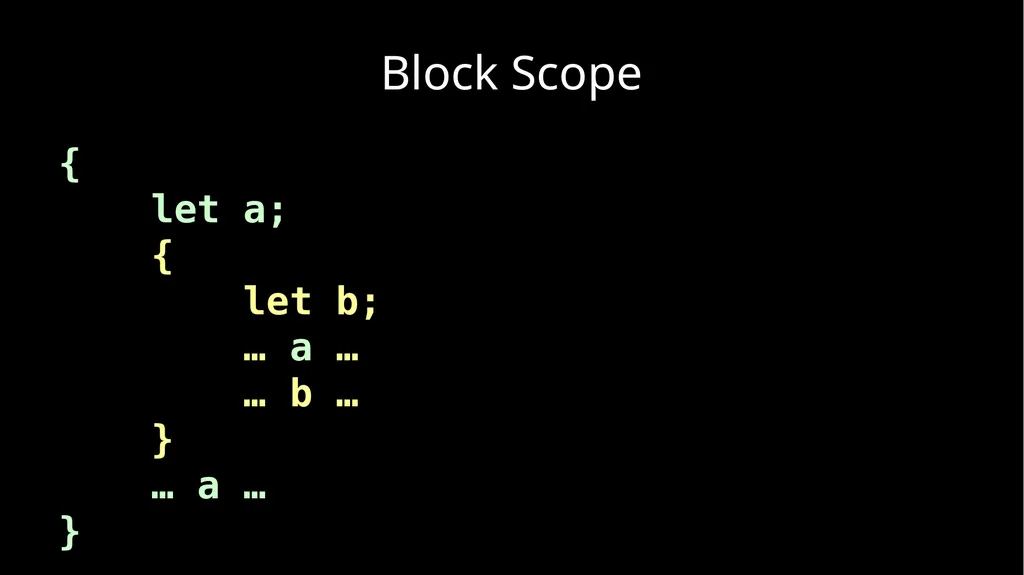 Fun With Functions Block Scope { let a; { let - slide 2 of 130