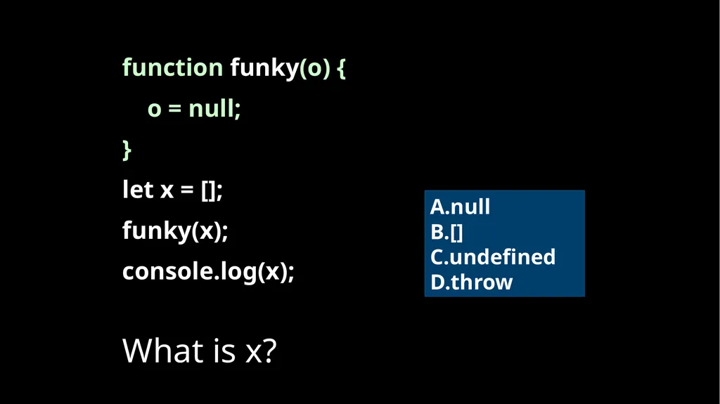 Fun With Functions Block Scope { let a; { let - slide 12 of 130