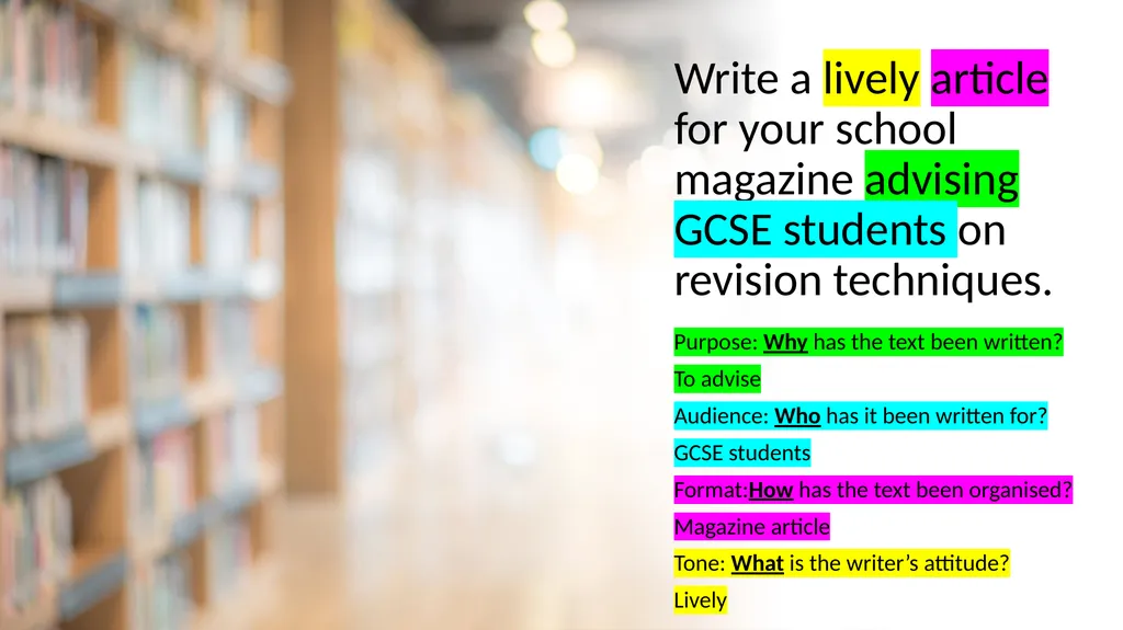 Non-Fiction Writing Lively Magazine Article ): - slide 4 of 10