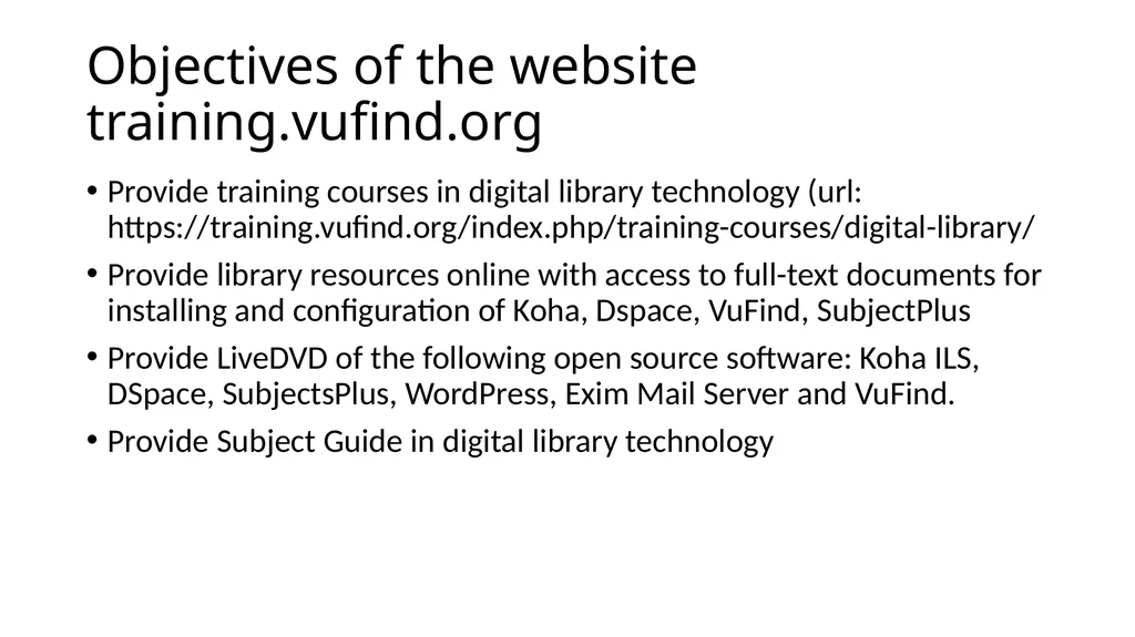 LiveDVD and Website training.vufind.org Presented - slide 9 of 11