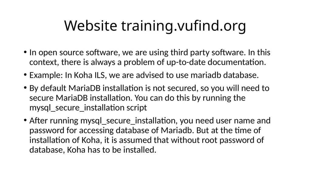 LiveDVD and Website training.vufind.org Presented - slide 7 of 11