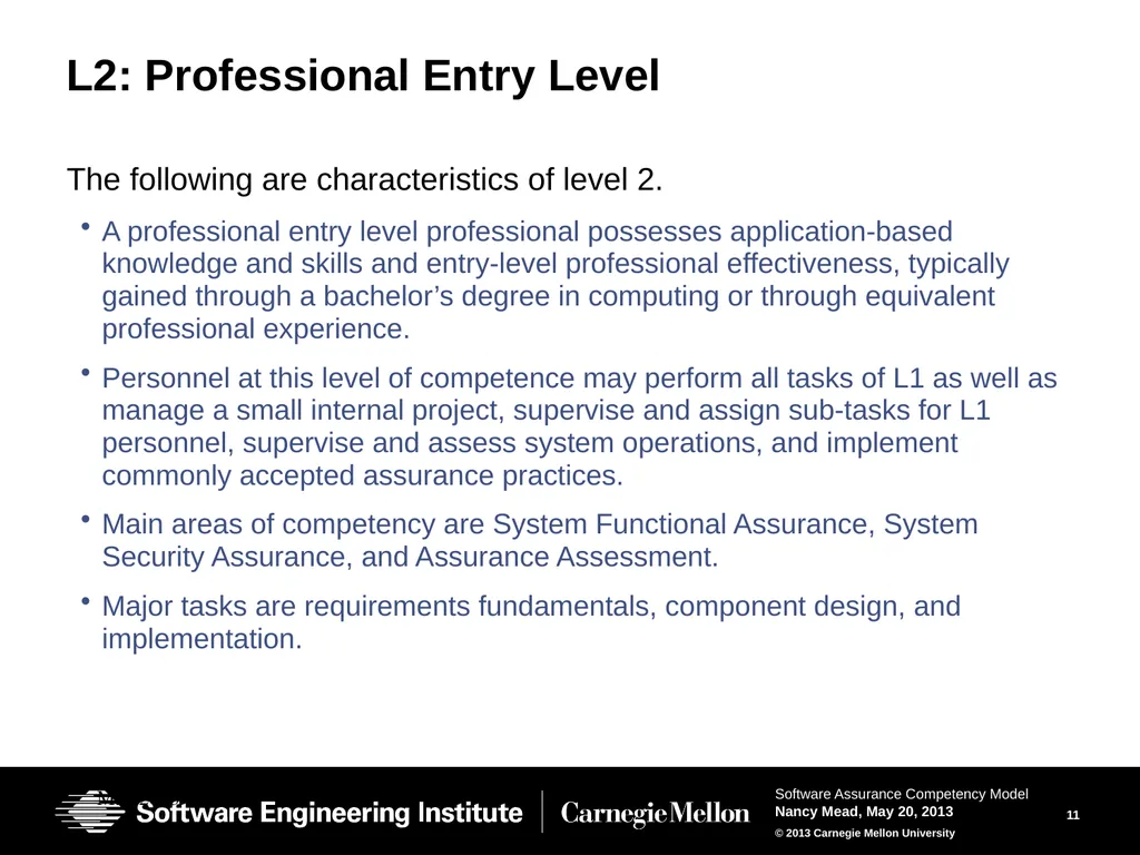 The Software Assurance Competency Model: A Roadmap - slide 11 of 31