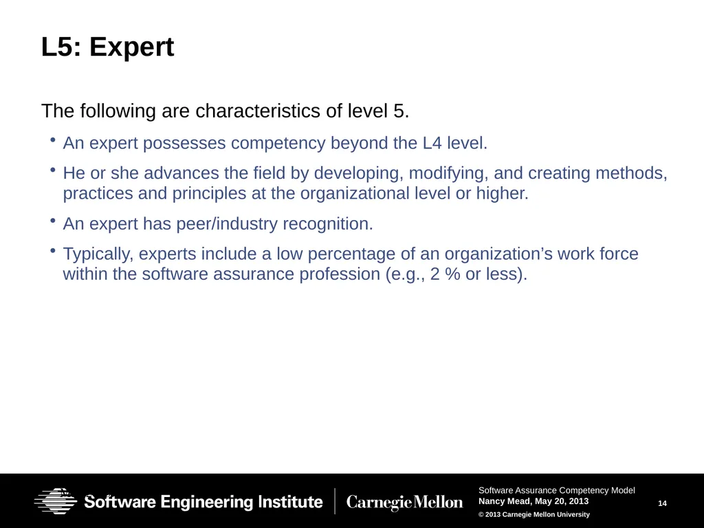 The Software Assurance Competency Model: A Roadmap - slide 14 of 31