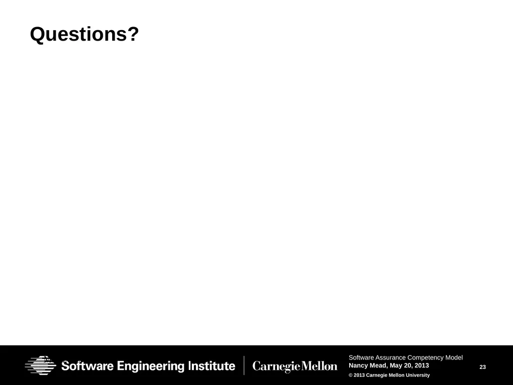 The Software Assurance Competency Model: A Roadmap - slide 23 of 31