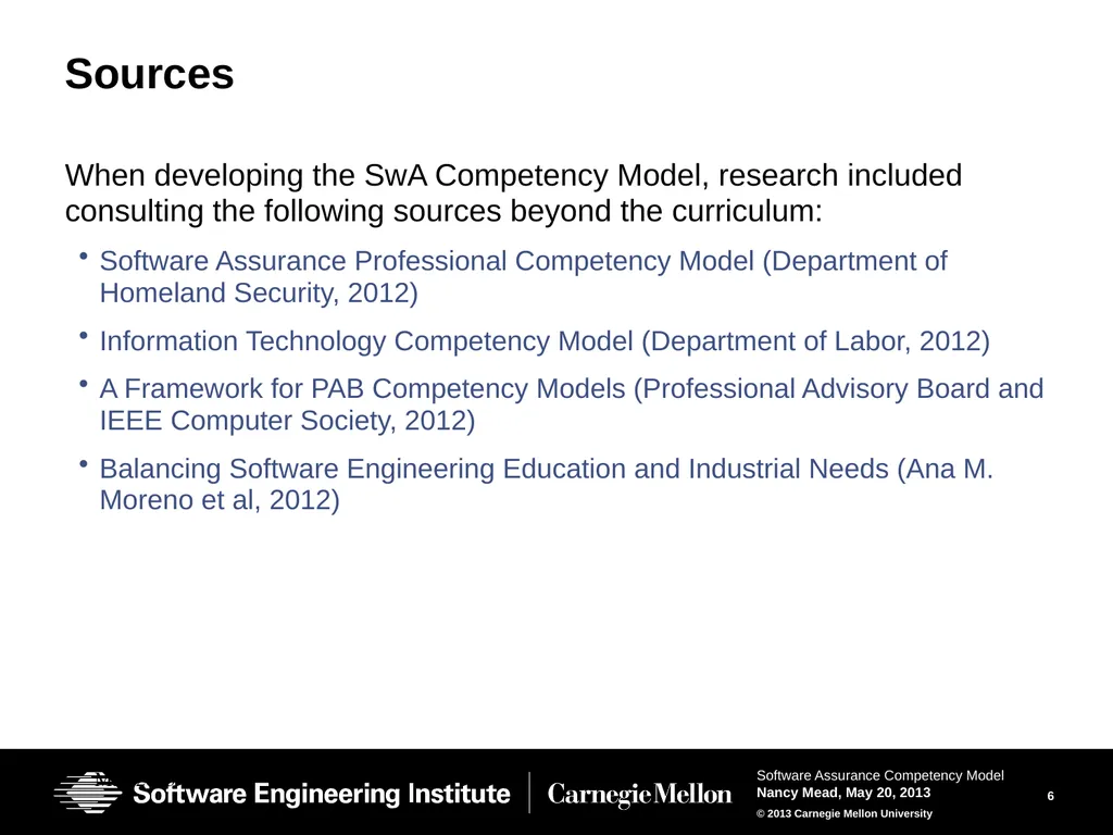 The Software Assurance Competency Model: A Roadmap - slide 6 of 31