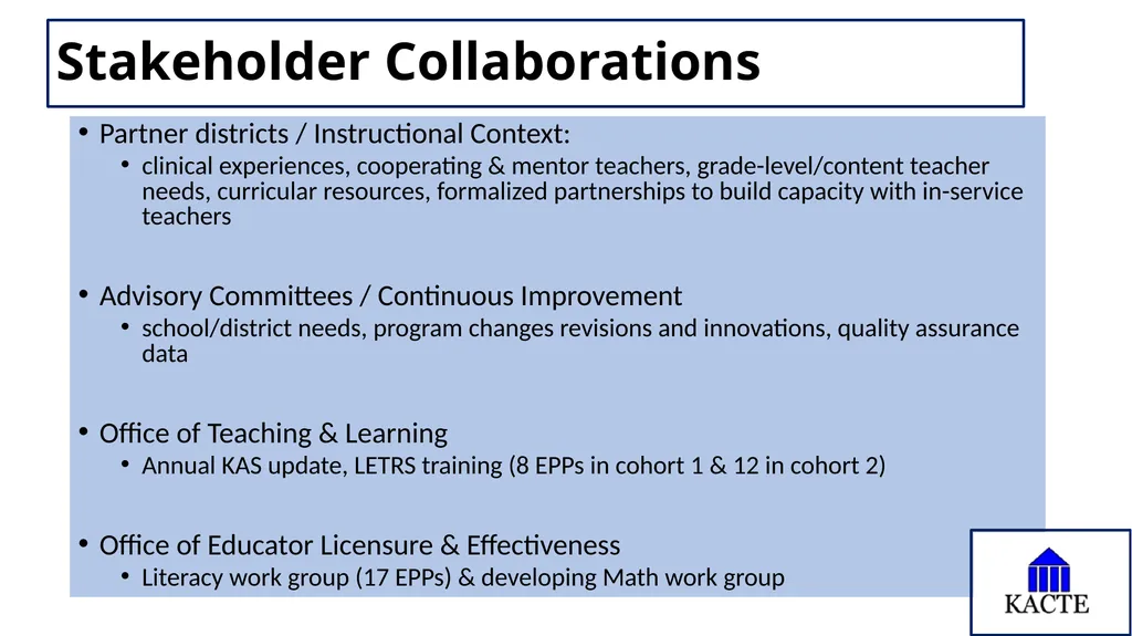 Kentucky Association of Colleges for Teacher - slide 8 of 8