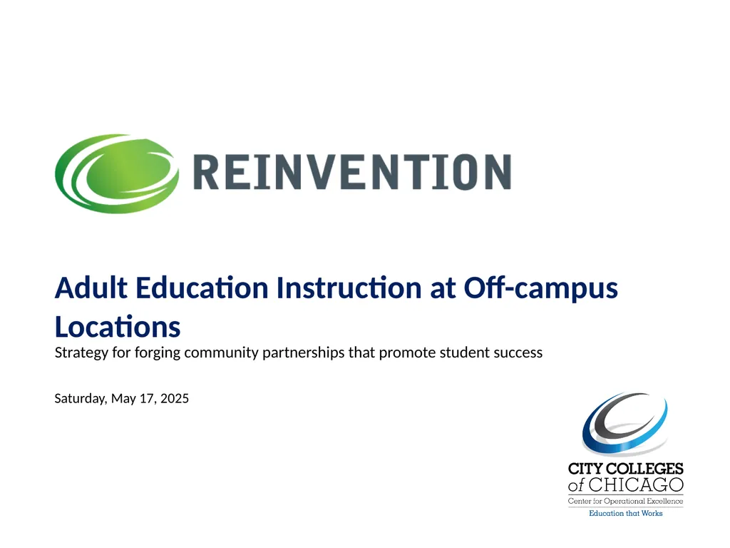 Adult Education Instruction at Off-campus - slide 1 of 5