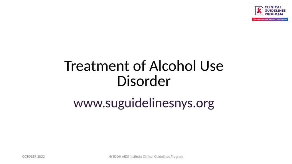Treatment of Alcohol Use Disorder - slide 1 of 18