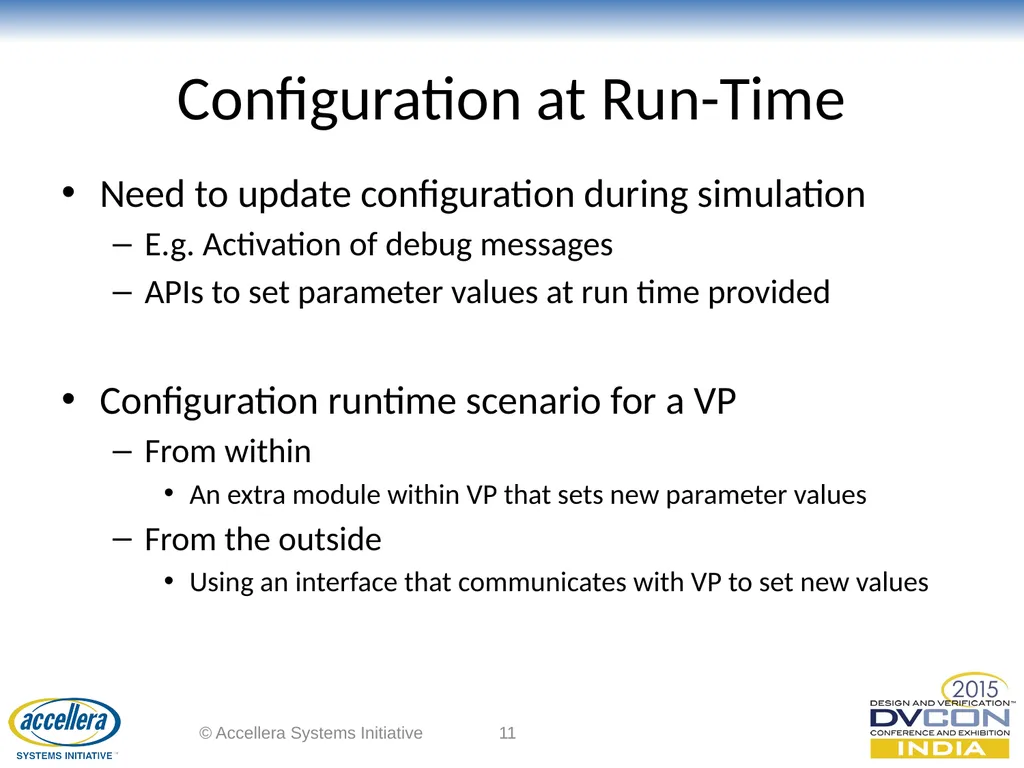 Dynamic Parameter Configuration of SystemC Models - slide 11 of 16