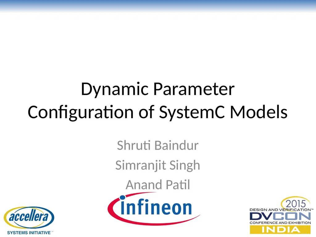 Dynamic Parameter Configuration of SystemC Models - slide 1 of 16
