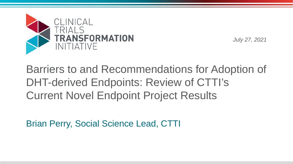 Barriers to and Recommendations for Adoption of - slide 1 of 16