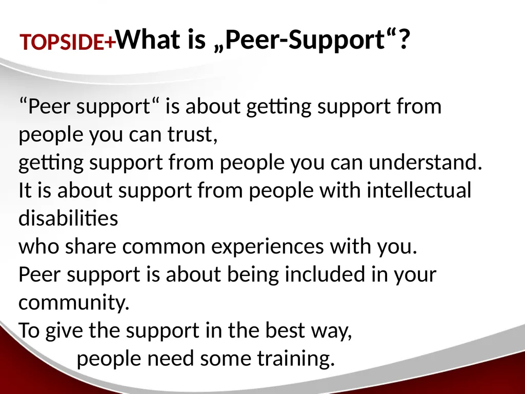 Peer-Support A model of supported decision-making - slide 6 of 16